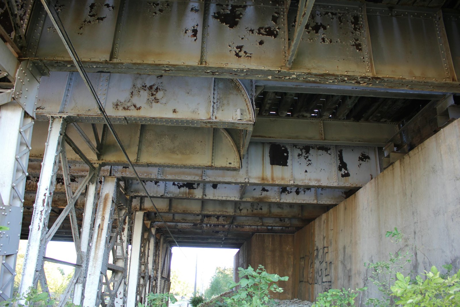 Under bridge showing different girder designs